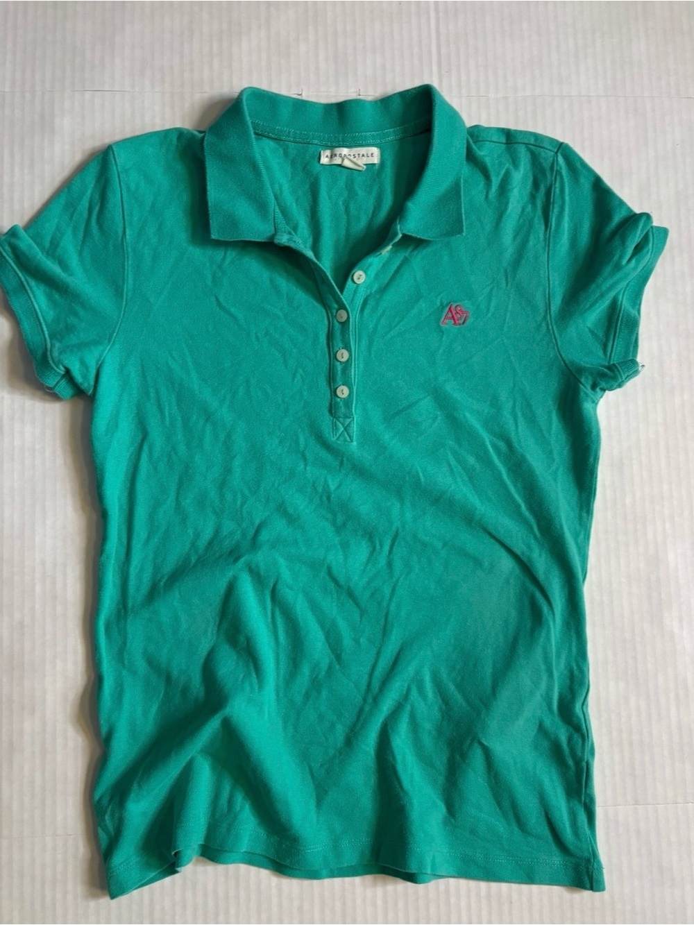 Aeropostale Women's XL Teal green Button-Down Polo Shirt Y2K inspired